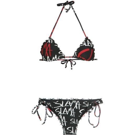 Amir Slama logo print bikini set - nero