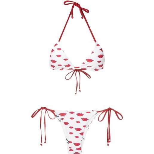 Amir Slama bikini a triangolo con stampa - bianco