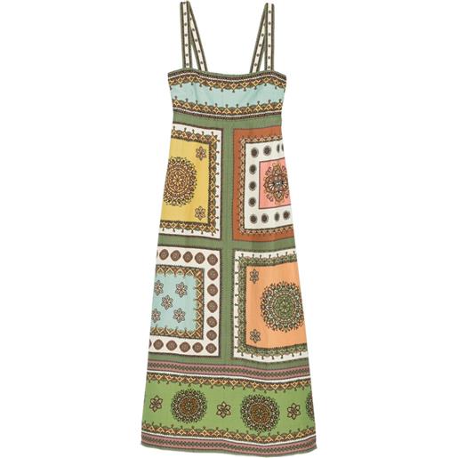 ALEMAIS abito midi contina con scollo quadrato - verde