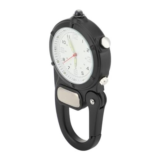 Generic orologio con moschettone, orologio a clip con torcia a led da uomo per alpinismo (black)