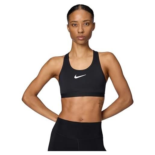 Nike dx6815-010 w nk df swsh hgh spt bra reggiseno sportivo donna black/iron grey/white taglia ma-b