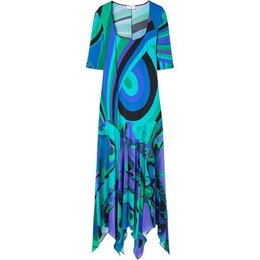 PUCCI abito lungo con orlo asimmetrico - blu