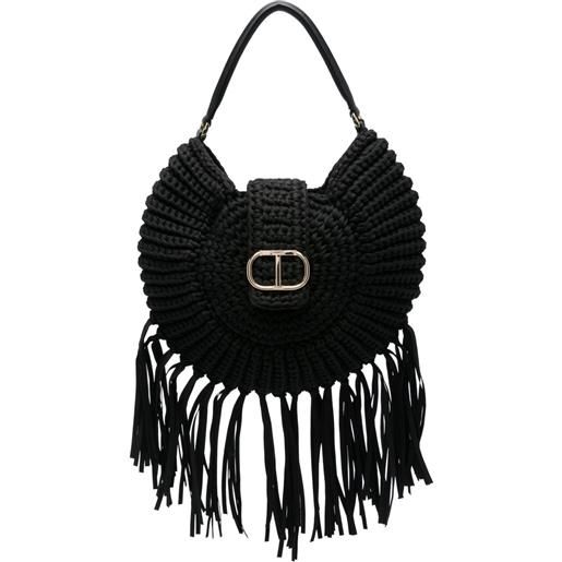 TWINSET borsa tote con placca logo - nero