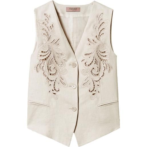 TWINSET gilet con ricamo - toni neutri