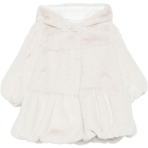 Le Bebé Enfant cappotto in pelliccia sintetica con cappuccio - toni neutri