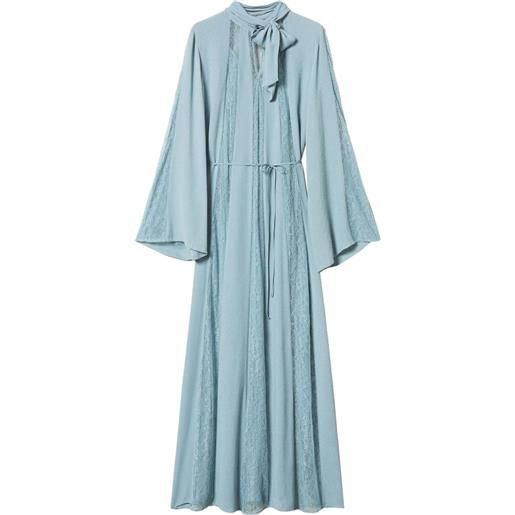 TWINSET abito lungo con dettaglio in pizzo - blu