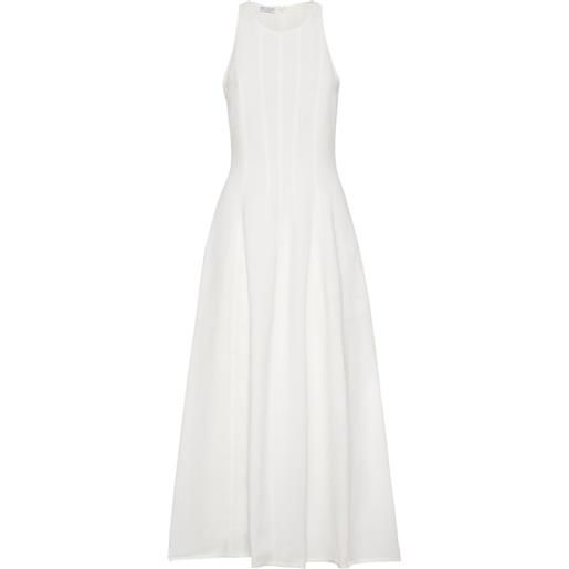 Brunello Cucinelli abito lungo smanicato plissettato - bianco