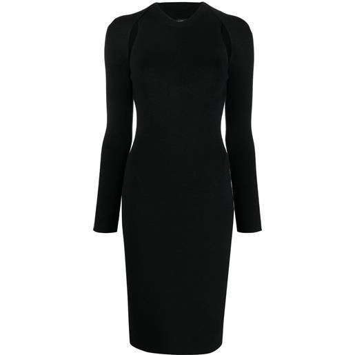 TOM FORD abito midi a coste con dettaglio cut-out - nero