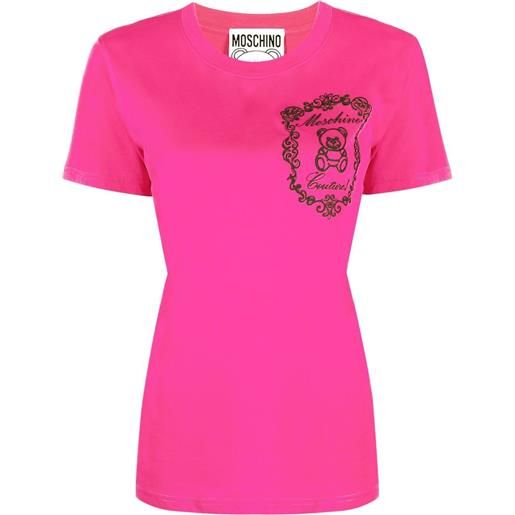 Moschino t-shirt con logo teddy - rosa