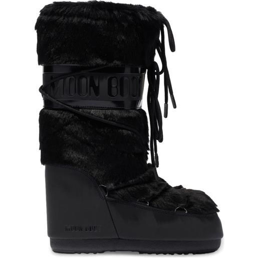 Moon Boot Kids stivali da neve in finta pelliccia - nero