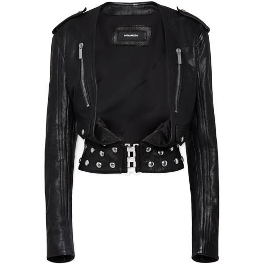 DSQUARED2 giacca crop in pelle - nero