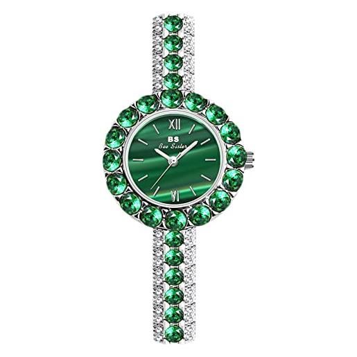 RORIOS orologio da donna orologio analogico al quarzo con cinturino in strass orologio da polso impermeabile verde per ragazza donna