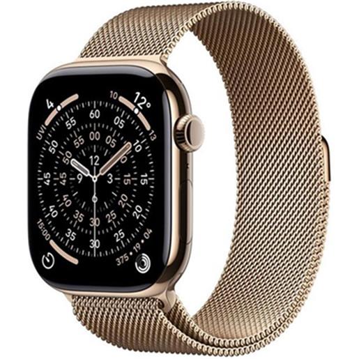 Apple watch series 11 gps + cellular 42mm gold titanium case with gold milanese loop
