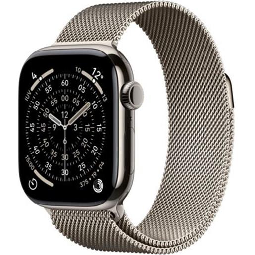 Apple watch series 11 gps + cellular 42mm natural titanium case with natural milanese loop