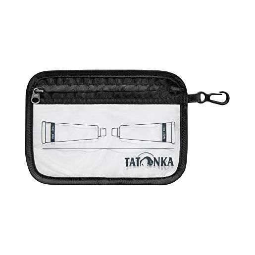 Tatonka beauty case zip flight bag a6 - piccolo sacchetto trasparente per trasportare liquidi nel bagaglio a mano dell'aereo - 16 x 12 cm (nero)