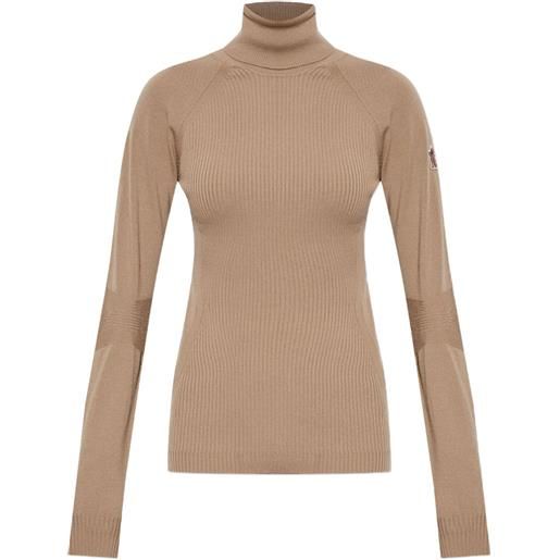 Moncler Grenoble maglione a coste con applicazione logo - toni neutri