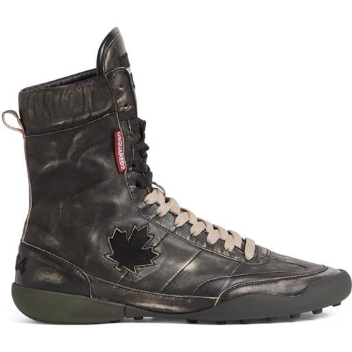 DSQUARED2 sneakers alte con effetto vissuto - grigio