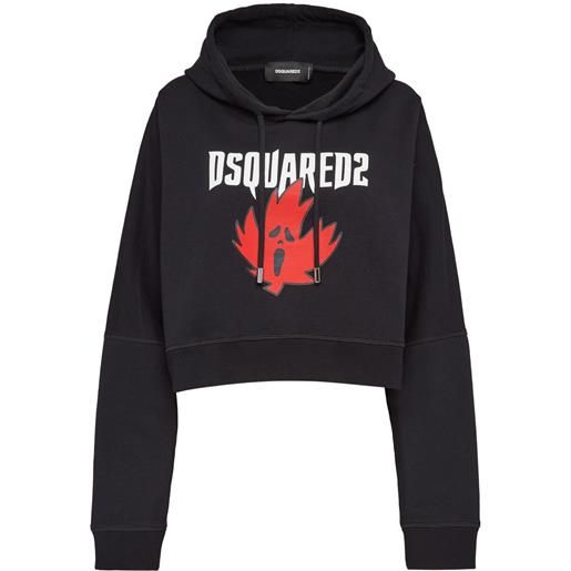 DSQUARED2 felpa maple leaf con cappuccio - nero