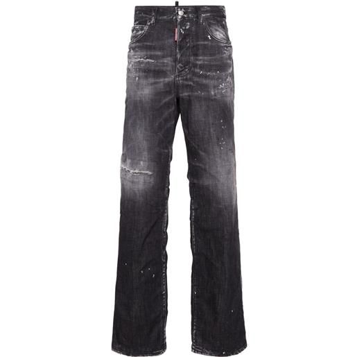 DSQUARED2 jeans dritti con effetto vissuto - nero