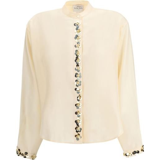 Forte Forte camicia con paillettes - toni neutri
