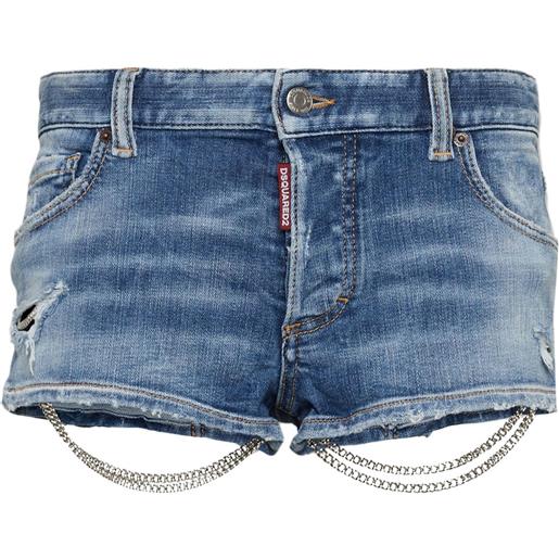 DSQUARED2 shorts denim con catena - blu