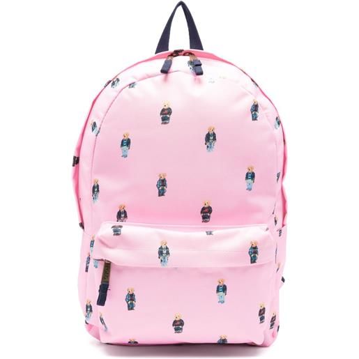 POLO RALPH LAUREN KIDS zaino con stampa polo bear - rosa