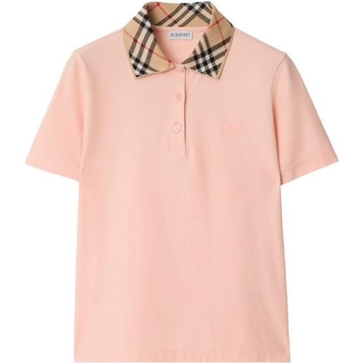 Burberry polo a quadri in cotone - rosa