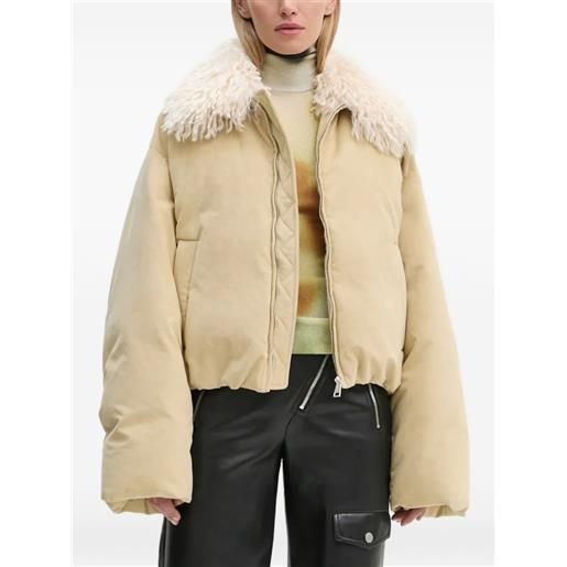 Nanushka piumino con colletto in shearling - toni neutri