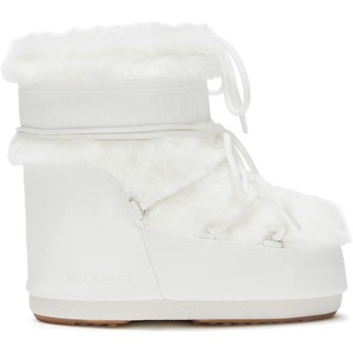 Moon Boot Kids stivali da neve icon con finta pelliccia - bianco