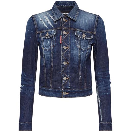 DSQUARED2 giacca denim con effetto vissuto - blu