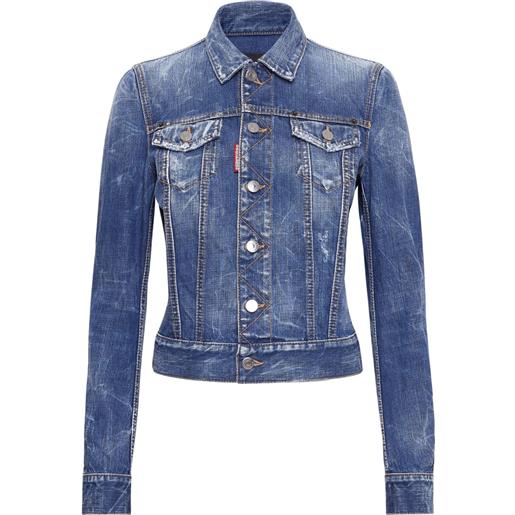 DSQUARED2 giacca denim con effetto vissuto - blu