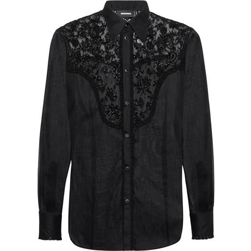 DSQUARED2 camicia a inserti - nero
