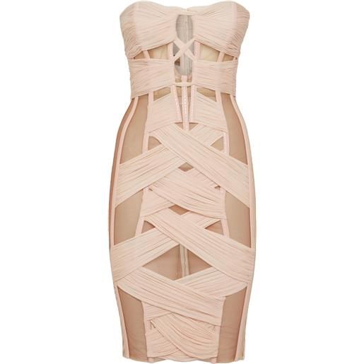 DSQUARED2 abito corto in chiffon con corsetto - toni neutri