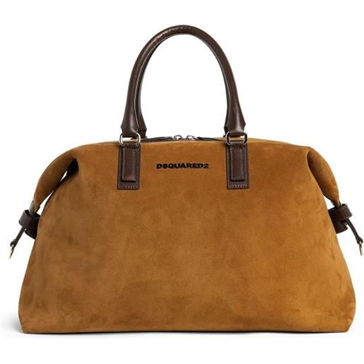 DSQUARED2 borsone con placca logo - marrone