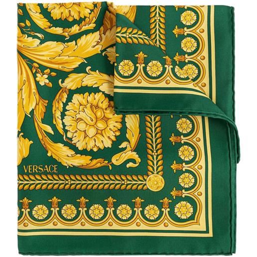 Versace foulard grande in seta con stampa barocco - verde