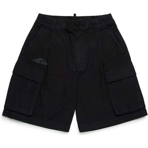 DSQUARED2 KIDS cargo corti icon con logo - nero