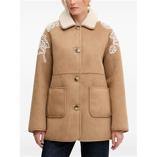 ERMANNO FIRENZE cappotto con applicazione a fiori - marrone