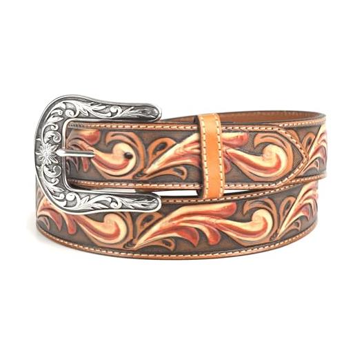 ARIAT cintura da donna 1-1/2 floreale in rilievo, marrone chiaro, x-large