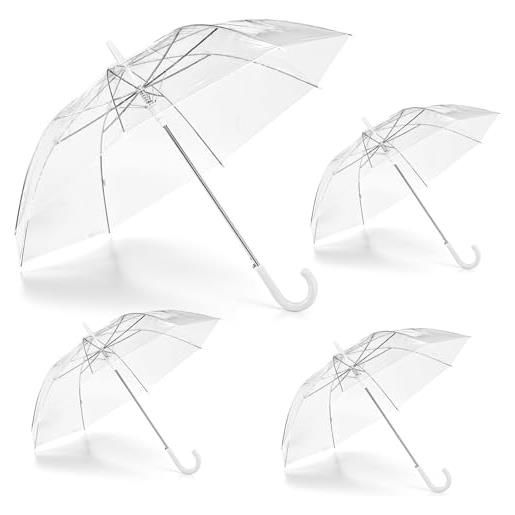 081 Store - 4 pezzi ombrello trasparente grande con apertura automatica, ombrello pioggia