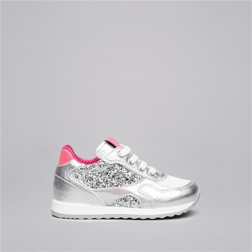 NeroGiardini outlet sneakers kids da bambina in pelle e materiale tecnico - argento