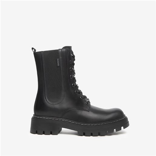 NeroGiardini outlet anfibi teens da ragazza in pelle - nero