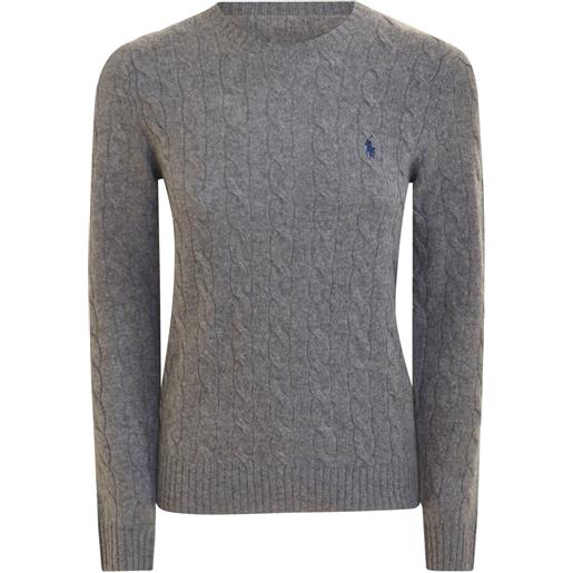 Maglia a trecce grigia girocollo