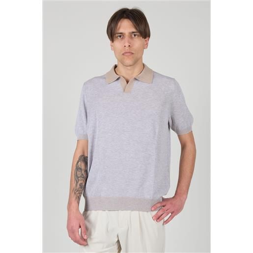 Polo collo a v beige