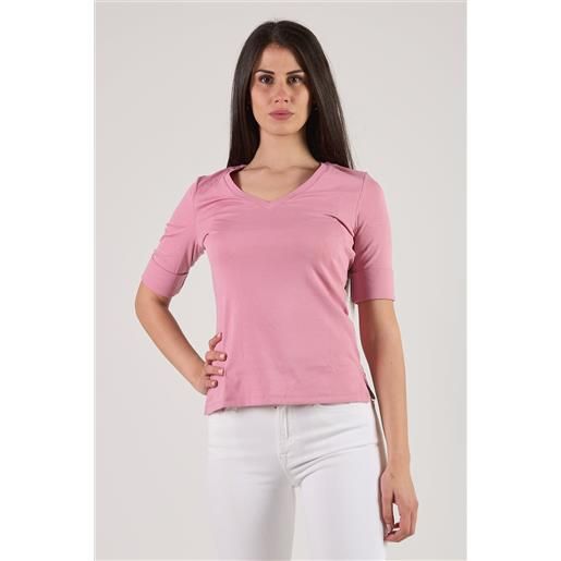 T-shirt rosa scollo a v