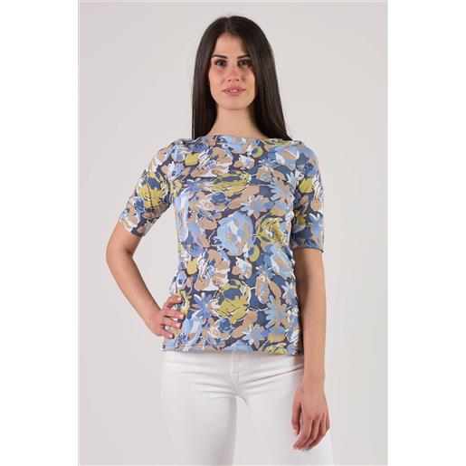T-shirt fantasia a fiori mezza manica