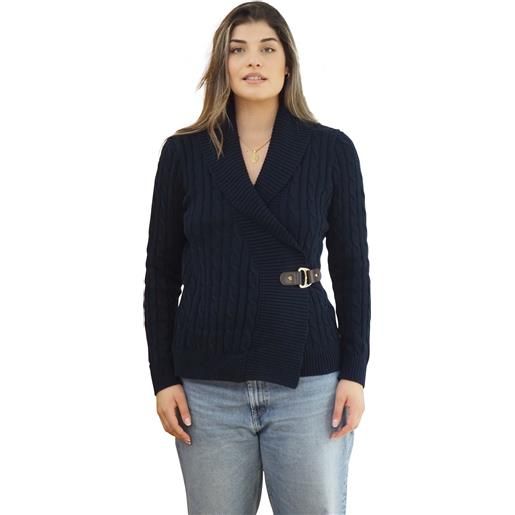 Lauren maglia incrocio blu con fibbia