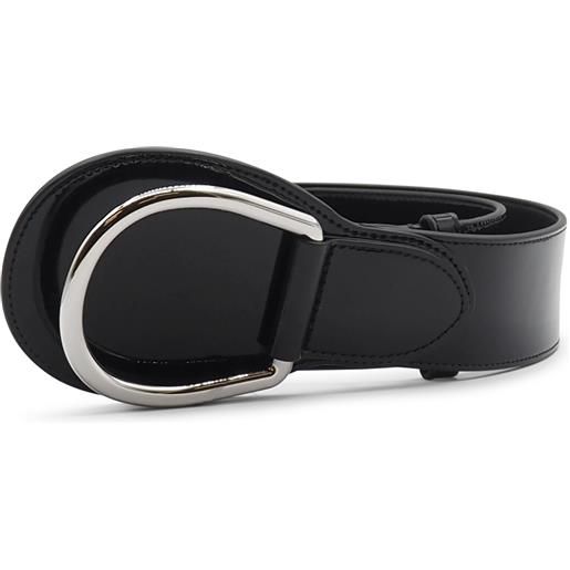 Lauren cintura in vernice nera con anello