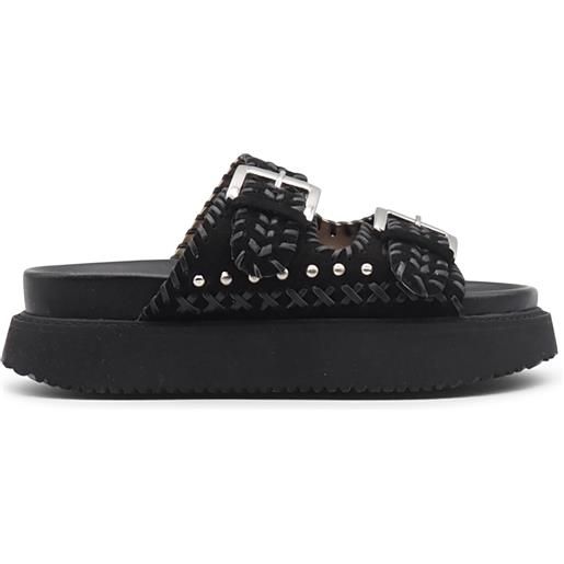 Sandali neri platform doppia fibbia