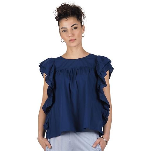 Alessia santi blusa con volant blu