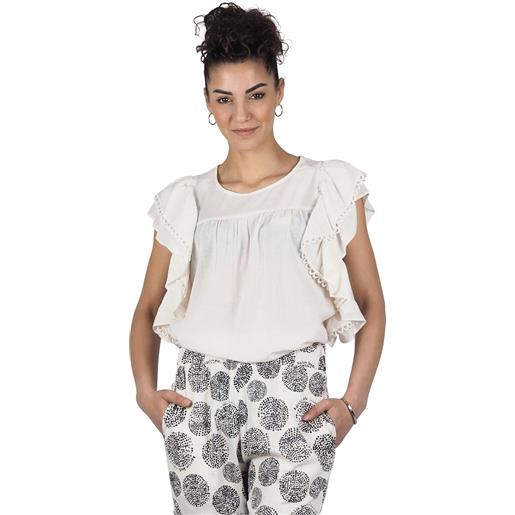 Alessia santi blusa con volant panna